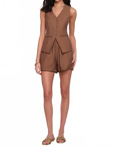 Heartloom Button Front Vest In Brown In Brown