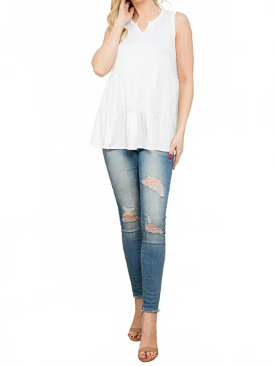 You And Me Knotch Neckline Tank Top In White In White