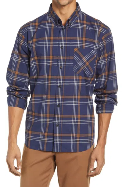 Billy Reid Tuscumbia Shirt Men's Navy Plaid Long Sleeve Button-down Gbo58 In Blue