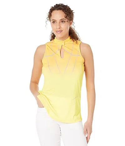 Jamie Sadock Top Womens Yellow Stretch Cyber Print Halter Neck Keyhole Jdm503 In Yellow