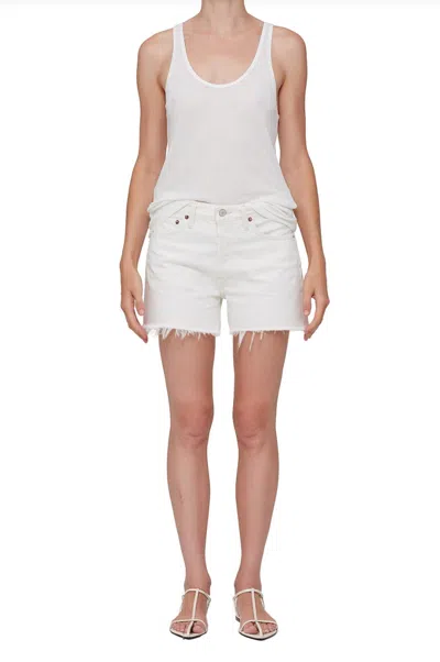Agolde Parker Long Shorts In Panna Cotta In White