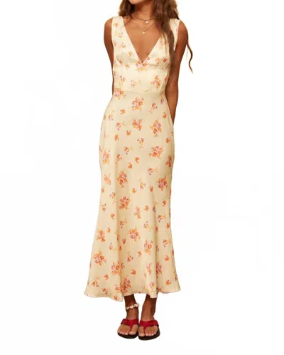 Ciao Lucia Tejat Floral V-neck Midi Dress In Neutral