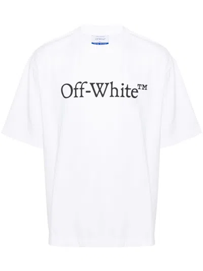Off-white Oversized White T-shirt With Contrasting Logo Print In Cotton Man In White