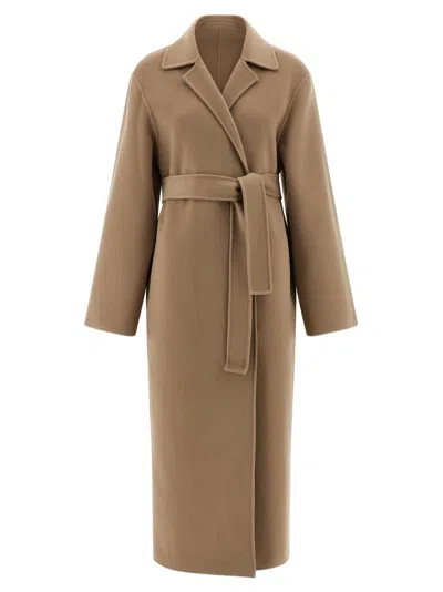 Alberta Ferretti Double Cloth Coat Coats And Trench Coats Beige In Brown