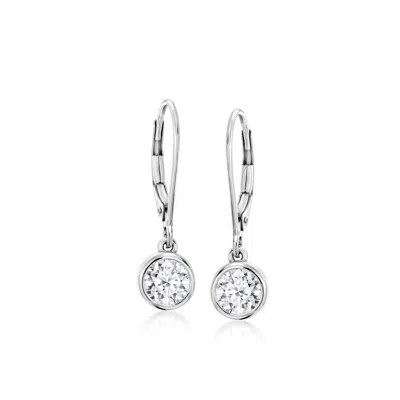 Ross-simons Bezel-set Lab-grown Diamond Drop Earrings In Sterling Silver In Metallic
