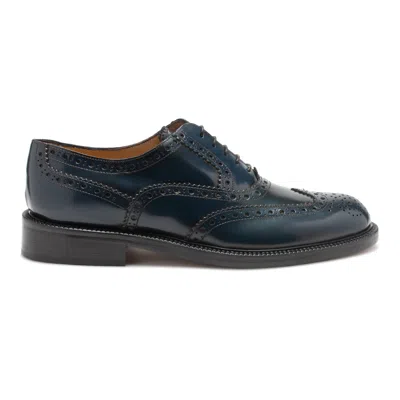 Saxone Of Scotland Elegant Leather Brogue Men's Shoes In Blue