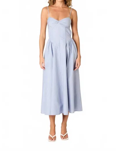 Nia Destene Stripe Midi Dress In Slate Blue In Blue