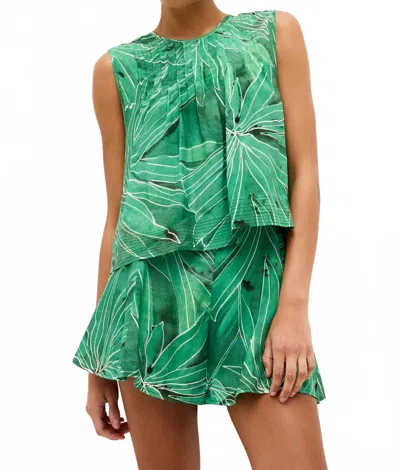 Marie Oliver Letta Pleated Tank Top In Green