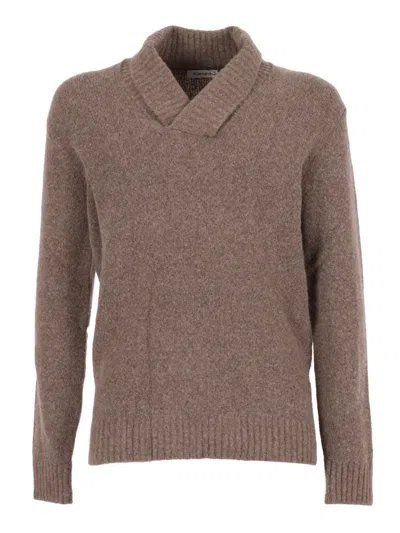 Kangra Cashmere Shawl-collar Wool-cashmere Blend Sweater In Gray