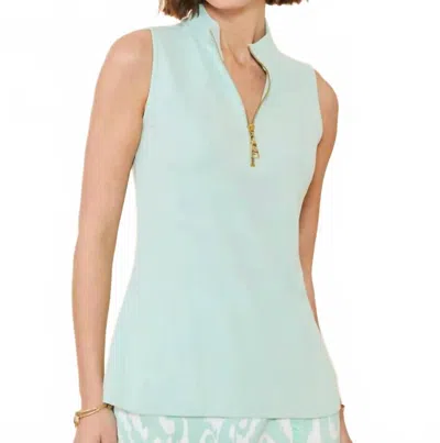 Spartina 449 Serena Half-zip Top In Sea Foam Mist In Blue