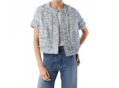 Ann Mashburn Short Sleeve Chelsea Jacket In Blue Summer Tweed In Gray