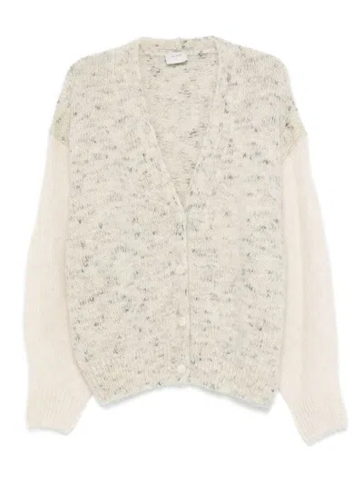 Alysi Button-front Cardigan In Neutral