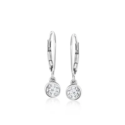 Ross-simons Bezel-set Lab-grown Diamond Drop Earrings In Sterling Silver In Multi