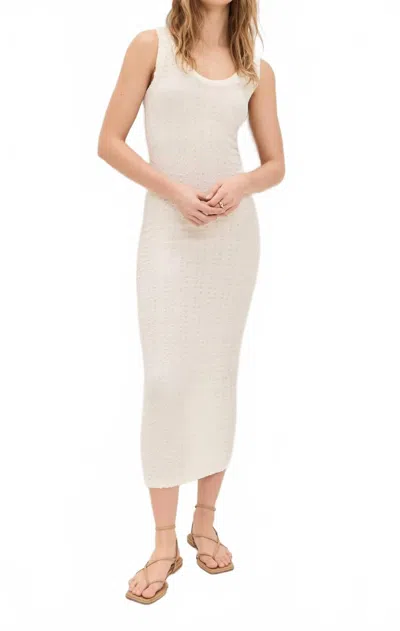 Enza Costa Popcorn Puckered Tank Midi Dress In Vanilla In White