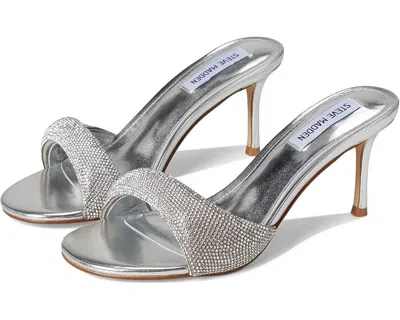 Steve Madden Kieran Womens Rhinestone Faux Leather Slide In Silver