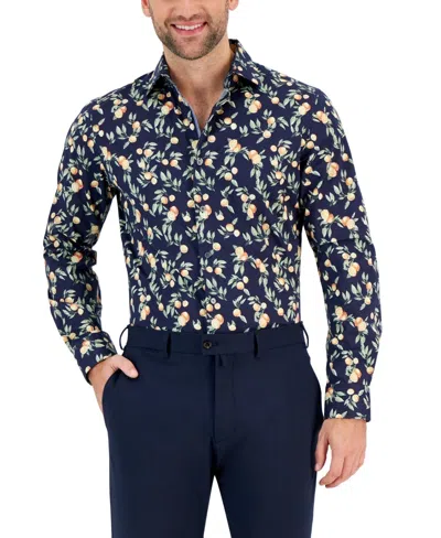 Bar Iii Shirt Men's Multi Printed Slim Fit Long Sleeve Button Up Fts344 In Multi
