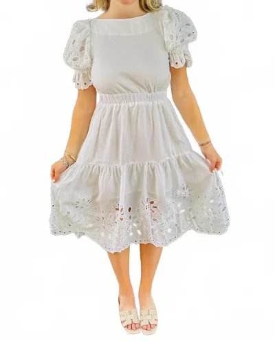 English Factory Ruby Linen Eyelet Maxi Dress In White In White