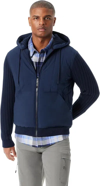Bass Outdoor Mixed Media Jacket Mens Blue Long Sleeve Hooded Full Zip Ups289 In Blue