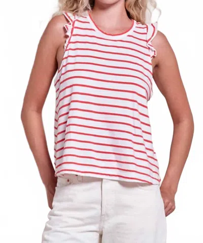 Sundry Ruffle Stripe Cami Top In Optic White In White