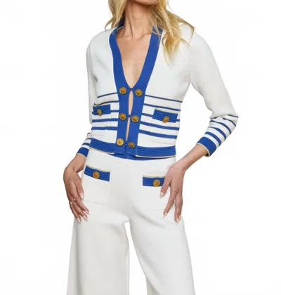 L Agence Catie V-neck In Knit Blazer In White In White