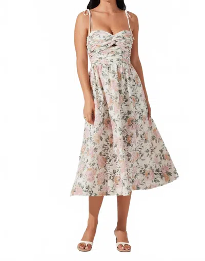 Astr The Label Sariah Eyelet Embroidery Floral Print A-line Dress In Pink
