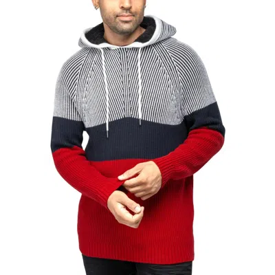X-ray Sweater Men's Multicolor Colorblock Regular Fit Hooded Pullover Fts79 In Red