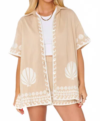 Show Me Your Mumu Parker Button Down Top In Latte Capri Shells In Brown