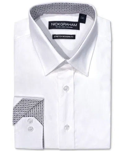Nick Graham Dress Shirt Men'swhite Poplin Long Sleeve Fts220 In White