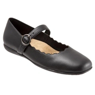 Trotters Sugar Flats Womens 10 Black Leather Adjustable Buckle Mary Jane Zpo2428 In Black