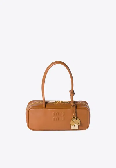 Miu Miu Beau Leather Shoulder Bag In Brown