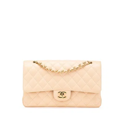 Pre-owned Chanel Grained Calfskin Shoulder Bag () In Sand