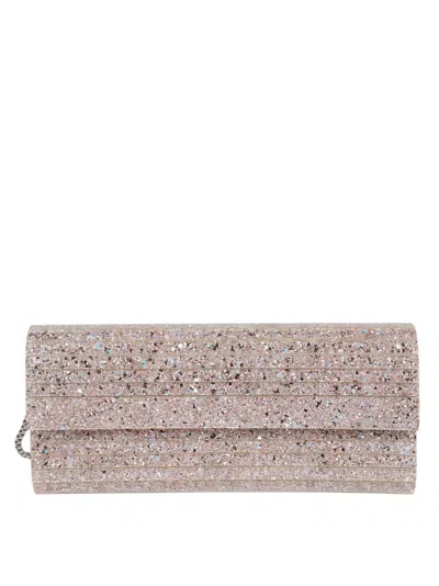 Jimmy Choo Glitter Rectangular Shoulder Bag With Removable Chain In Pink