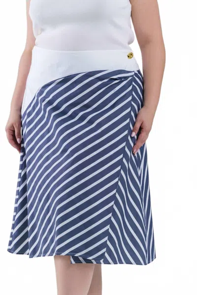 Tanya Taylor Ziggy Midi Skirt - Plus In Dark Marina And White In Blue