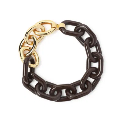 Marni Interlocking Chain Link Necklace In Metallic Brass In Brown