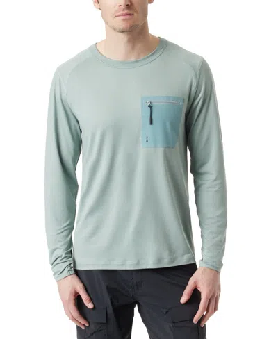 Bass Outdoor Utili-tee Shirt Mens Silver Blue Long Sleeve Pullover Fts64 In Green