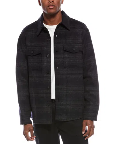 Theory Men's Wool-cashmere Plaid Overshirt In Gray