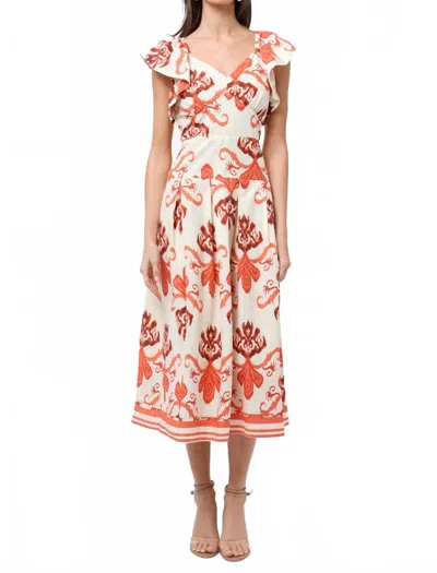 Adelyn Rae Rosa Flutter Midi Dress In Floral In White