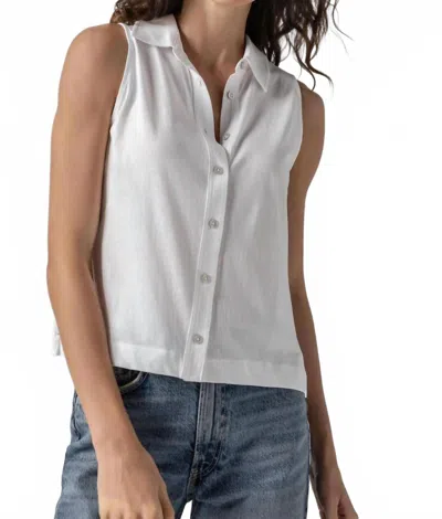 Lilla P Sleeveless Button Down In White In White