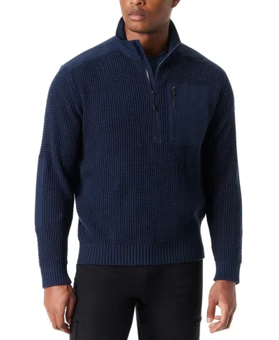 Bass Outdoor Sweater Men's Blue Long Sleeve Quarter-zip Pullover Mac81 In Black