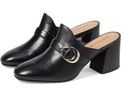 Bernardo Natasia Mule Women's Black Leather Almond Toe Block Heel Ver601 In Black