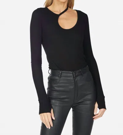 Michael Lauren Stark Rib Asymmetric Top In Black In Black