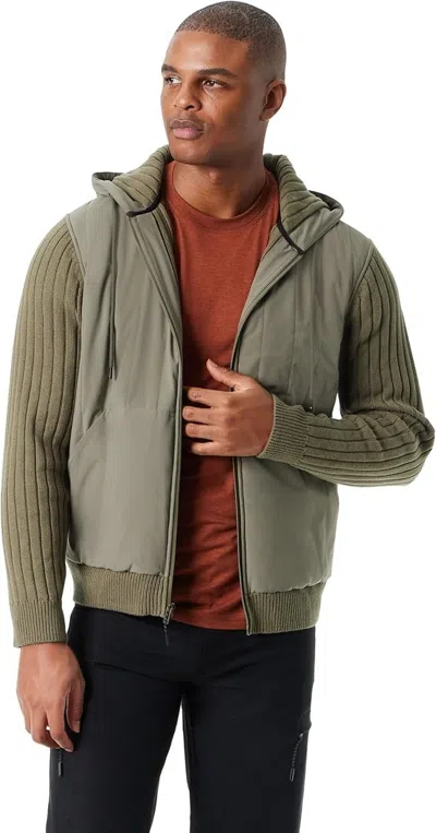 Bass Outdoor Mixed Media Jacket Mens Green Long Sleeve Full Zip Hooded Mac20 In Green