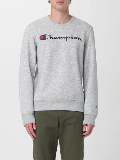 Champion Powerblend Crewneck Sweatshirt, Script Logo - Big & Tall In Gray