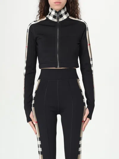 Burberry Jersey Sweatshirt With Check Profiles In Black