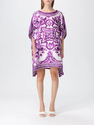 Dolce & Gabbana Farm Rio Printed Viscose Shirt In Purple
