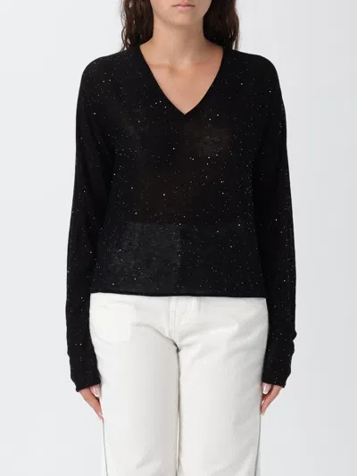 Pinko Salomone Wool Sweater With Micro Sequins In Black