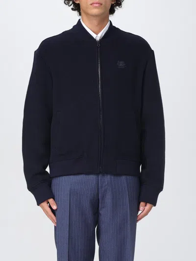 Etro Navy Blue Bomber Jacket With Embroidered Logo And Zip Fastening In Black