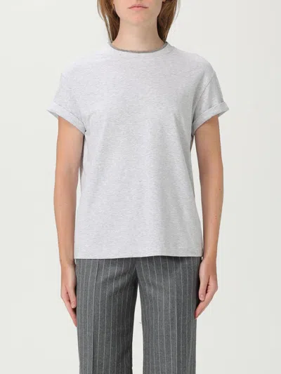 Brunello Cucinelli Women's Monili Collar Round Neck T-shirt Shirt In Silver