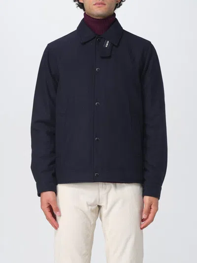 Woolrich Wool Buttoned Shirt Jacket In Blue