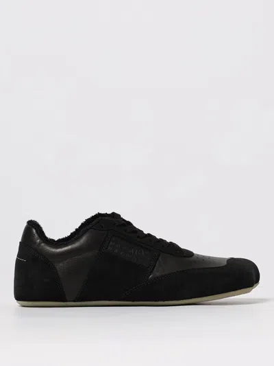 Mm6 Maison Margiela Black Leather And Suede Anatomic Sneakers